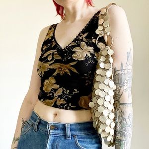 Y2K Early 2000s Vintage Sequin Disk Shoulder Bag